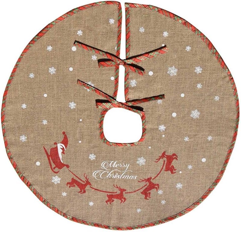 Amajoy Merry Christmas Tree Skirt White Snowflake Burlap Tree Skirt for Xmas Decor Home Decorative Tree Skirt with Inspirational Messages Imprinted Festive Holiday Decoration, 30 Inch in Diameter - Image 1